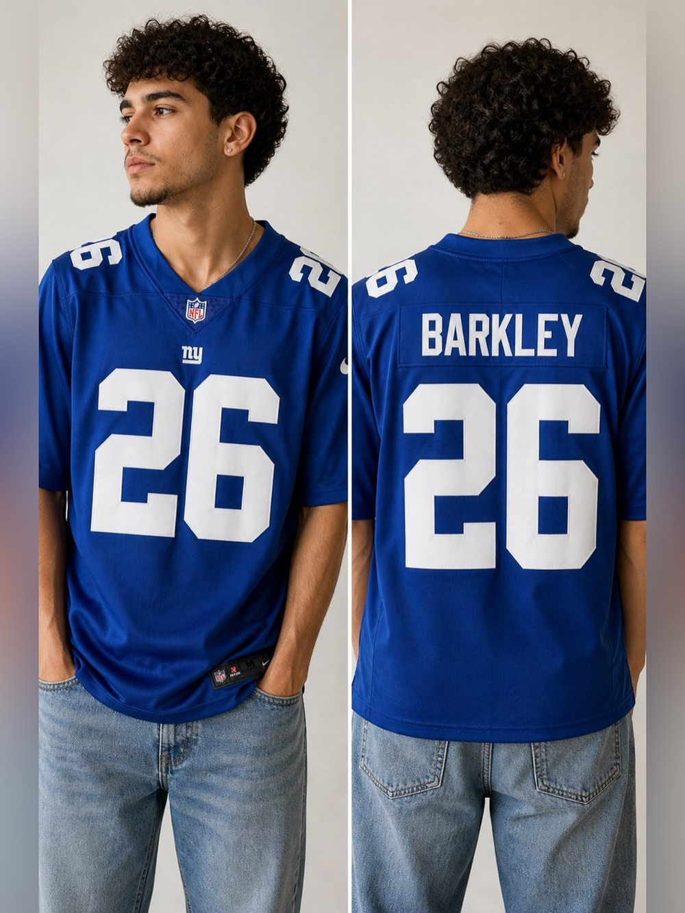 Nike Saquon Barkley #26 New York Giants Jersey Blue Dri-Fit Men’s Medium